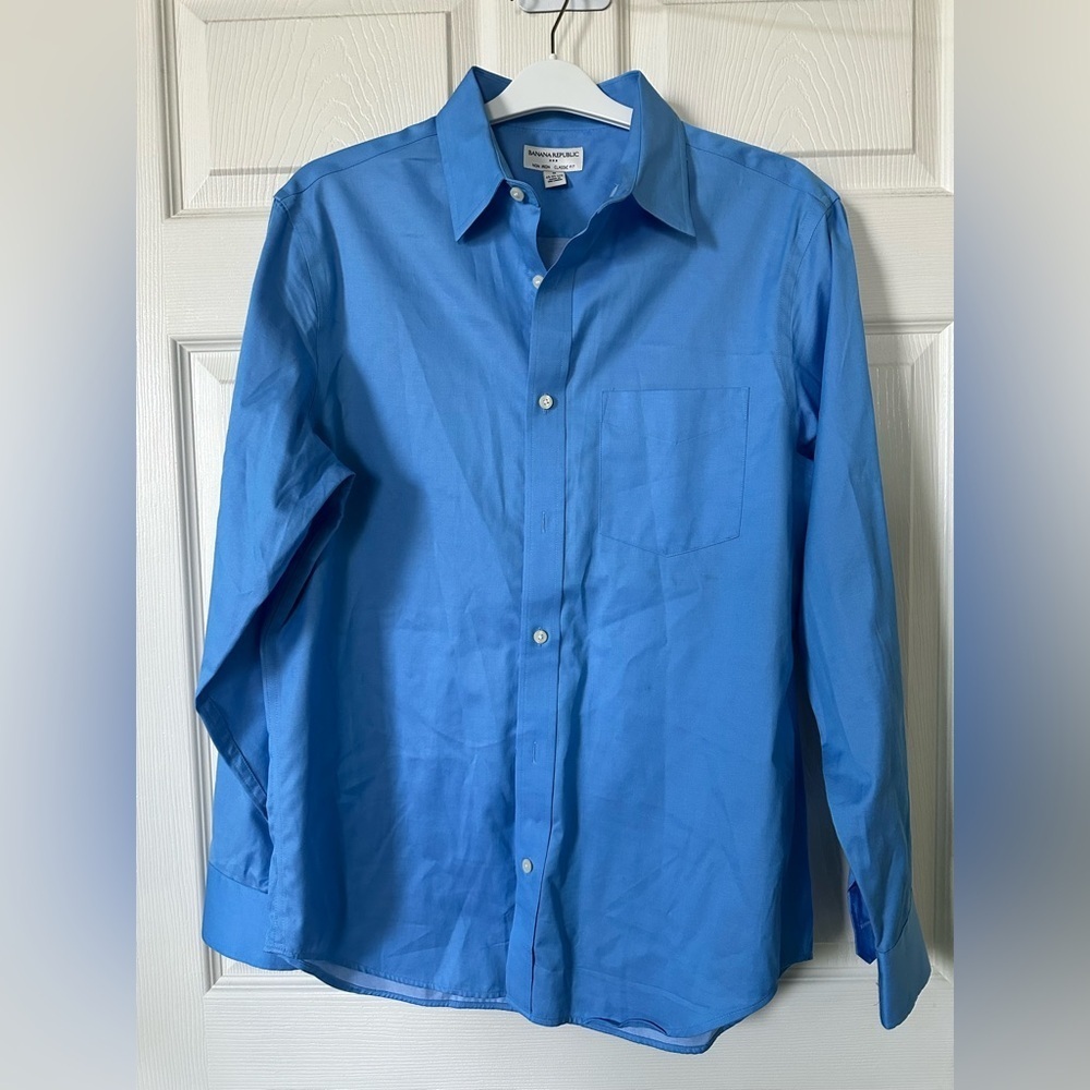 Banana Republic Men's Blue Button-Down Dress Shirt
